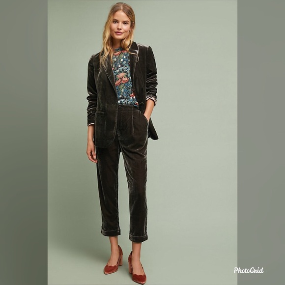 Ett:twa for Anthropologie Cuff Velvet Trouser XS-S - Picture 2 of 9